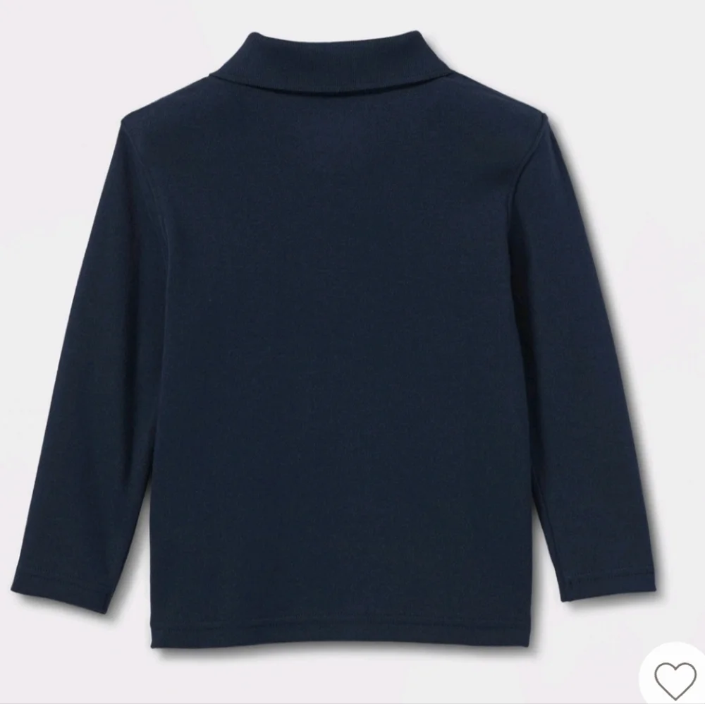 Cat & Jack Bundle (2) Long Sleeve Interlock Uniform Polo Shirt Navy Size 4T